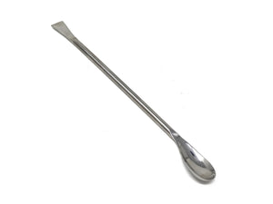 Stainless Steel Double Ended Square & Angled Right Spoon Sampler Lab Spatula , 7" Length