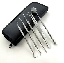 Load image into Gallery viewer, 5 Pcs Dental Care Kit, Portable Metal Toothpick Storage Tube Set Tooth Brush Plaque Remover Tool Kit Teeth Whitening Oral Hygiene Care Tools for Home Use