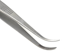 Load image into Gallery viewer, Iris Eye Dressing Dissecting Forceps 4" Fine Point Full Curved Serrated Tips
