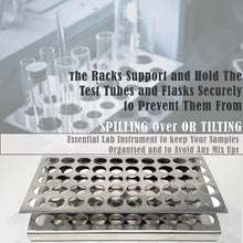 Load image into Gallery viewer, Test Tube Rack Holder with 50 Holes Vents Z Shaped Pipe Stand For 16mm Tubes, Stainless Steel