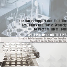 Load image into Gallery viewer, Test Tube Rack Holder with 25 Holes Vents Z Shaped Pipe Stand For 16mm Tubes, Stainless Steel