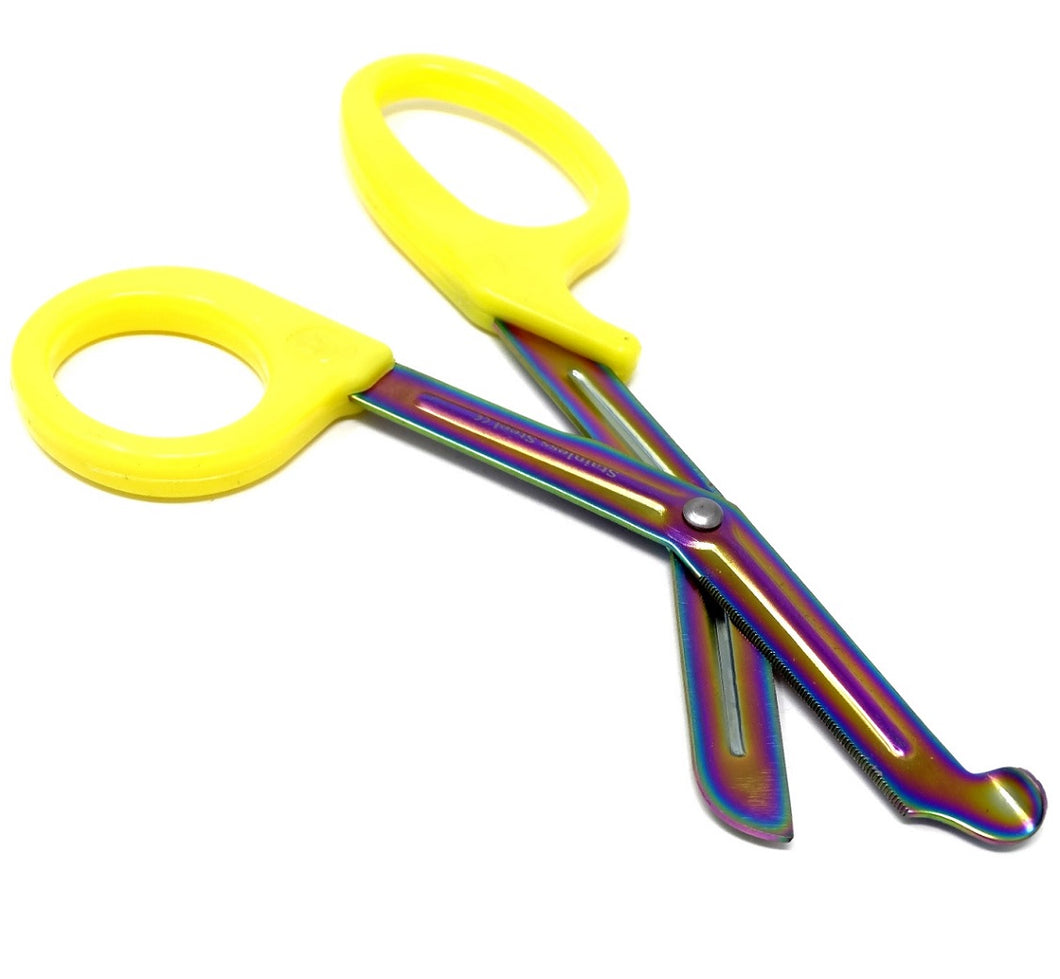 Yellow Handle with Fluoride Multi Color Blades Trauma Shears 7.25