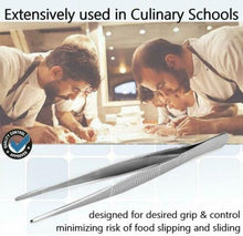 Load image into Gallery viewer, Kitchen Tweezers Stainless Steel Food Tongs Straight Serrated Tips 5.5" (14cm) Tweezers Kitchen Tool