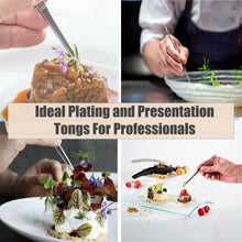 Load image into Gallery viewer, Kitchen Tweezers Stainless Steel Food Tongs Straight Serrated Tips 5" (12.5cm) Tweezers Food Decorating Tool