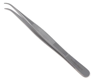 Dissecting Forceps Stainless Steel Micro Fine Point Serrated Tips 6" Curved Tweezers