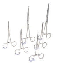 Load image into Gallery viewer, Ultimate Hemostat 6 Pc Set Stainless Steel Locking Forceps Ideal for Hobby, Electronics, Fishing and Taxidermy, Serrated Ends, Stainless Steel
