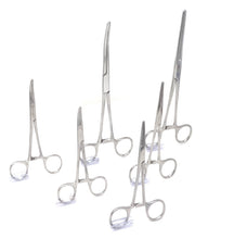 Load image into Gallery viewer, Ultimate Hemostat 6 Pc Set Stainless Steel Locking Forceps Ideal for Hobby, Electronics, Fishing and Taxidermy, Serrated Ends, Stainless Steel