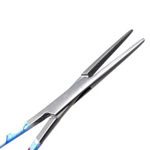 Load image into Gallery viewer, Hemostat Forceps 5.5" (14cm) Straight Serrated Jaws, Stainless Steel, Dew Drops Handle