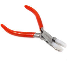 Load image into Gallery viewer, Flat Nose Nylon Jaws Forming Plier 4-1/2" Pro Jewelry Bead Wire Work Pliers with Removable Sleeves Stainless Steel Tool with Cushion Grip