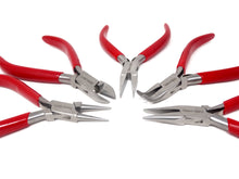 Load image into Gallery viewer, 5-Piece Pliers Set Jewelers Kit 5" Stainless Steel Tools Cutting Pliers Beading Professional Jewelry Making Side Cutters Long Bent Nose Needle Nose Pliers