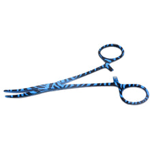 Load image into Gallery viewer, Blue Zebra Coated Full Pattern Mosquito Hemostat Forceps 5.5" Curved
