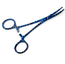 Load image into Gallery viewer, Blue Zebra Coated Full Pattern Mosquito Hemostat Forceps 5.5" Curved