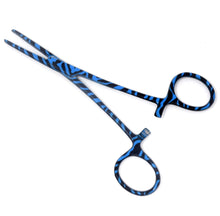Load image into Gallery viewer, Blue Zebra Coated Full Pattern Mosquito Hemostat Forceps 5.5" Straight