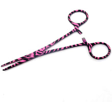 Load image into Gallery viewer, Pink Zebra Coated Full Pattern Mosquito Hemostat Forceps 5.5" Straight