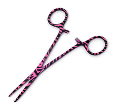 Load image into Gallery viewer, Pink Zebra Coated Full Pattern Mosquito Hemostat Forceps 5.5" Straight