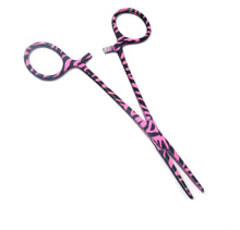 Load image into Gallery viewer, Pink Zebra Coated Full Pattern Mosquito Hemostat Forceps 5.5" Straight