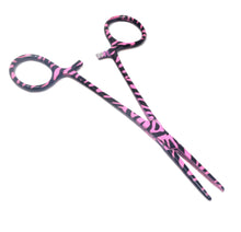 Load image into Gallery viewer, Pink Zebra Coated Full Pattern Mosquito Hemostat Forceps 5.5" Straight