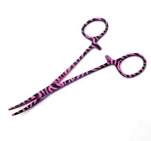 Load image into Gallery viewer, Pink Zebra Coated Full Pattern Mosquito Hemostat Forceps 5.5" Curved