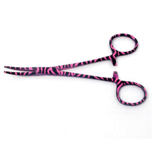 Load image into Gallery viewer, Pink Zebra Coated Full Pattern Mosquito Hemostat Forceps 5.5" Curved