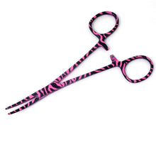 Load image into Gallery viewer, Pink Zebra Coated Full Pattern Mosquito Hemostat Forceps 5.5" Curved