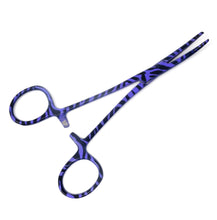 Load image into Gallery viewer, Purple Zebra Full Coated Mosquito Hemostat Forceps 5.5" Curved