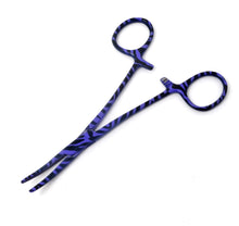 Load image into Gallery viewer, Purple Zebra Full Coated Mosquito Hemostat Forceps 5.5" Curved