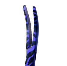 Load image into Gallery viewer, Purple Zebra Full Coated Mosquito Hemostat Forceps 5.5" Curved