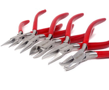 Load image into Gallery viewer, 5-Piece Pliers Set Jewelers Kit 5" Stainless Steel Tools Cutting Pliers Beading Professional Jewelry Making Side Cutters Long Bent Nose Needle Nose Pliers