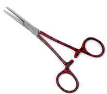Load image into Gallery viewer, Hemostat Forceps 5.5" (14cm) Straight Serrated Jaws, Stainless Steel, Red Paws Handle