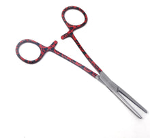 Load image into Gallery viewer, Hemostat Forceps 5.5" (14cm) Straight Serrated Jaws, Stainless Steel, Red Paws Handle