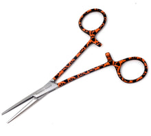 Load image into Gallery viewer, Hemostat Forceps 5.5" (14cm) Straight Serrated Jaws, Stainless Steel, Orange Paws Handle