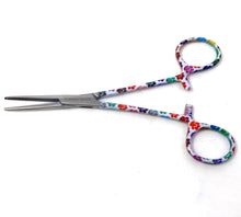 Load image into Gallery viewer, Hemostat Forceps 5.5" (14cm) Straight Serrated Jaws, Stainless Steel, White Multi Paws Handle
