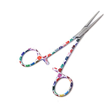 Load image into Gallery viewer, Hemostat Forceps 5.5" (14cm) Straight Serrated Jaws, Stainless Steel, White Multi Paws Handle