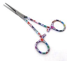 Load image into Gallery viewer, Hemostat Forceps 5.5" (14cm) Straight Serrated Jaws, Stainless Steel, White Multi Paws Handle