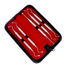 Load image into Gallery viewer, 5 Pcs Lucas Surgical Bone Curettes Cyst Removal Tooth Socket Double Ended Stainless Steel Hollow Handle Dental Instruments w/Case