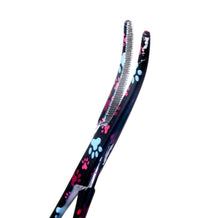 Load image into Gallery viewer, Hemostat Forceps 5.5" (14cm) Curved Serrated Jaws, Stainless Steel, Black Multi Paws
