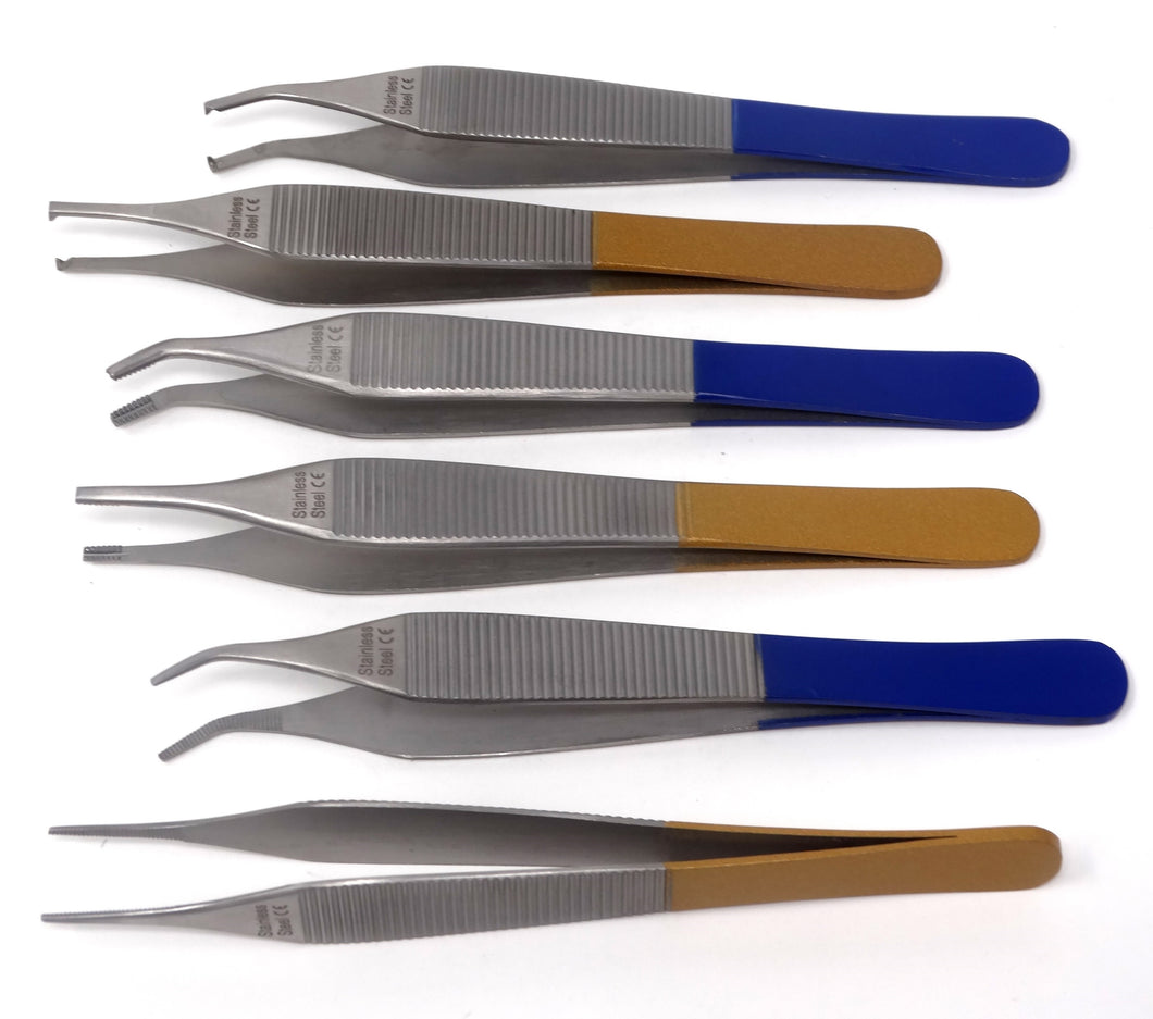 Set of 6 Adson Forceps Stainless Steel 4.75