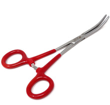 Load image into Gallery viewer, Red PVC Vinyl Grip Handle Hemostat Forceps Curved Serrated 6"