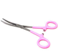 Load image into Gallery viewer, Pink PVC Vinyl Grip Handle Hemostat Forceps Curved Serrated 6"