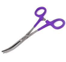Load image into Gallery viewer, Purple PVC Vinyl Grip Handle Hemostat Forceps Curved Serrated 6"
