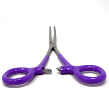 Load image into Gallery viewer, Purple PVC Vinyl Grip Handle Hemostat Forceps Curved Serrated 8"