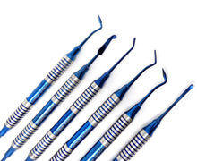 Load image into Gallery viewer, 6 Pcs Hollow Handle Dental Composite Filling Blue Titanium Coated Double Ended Stainless Steel Instruments