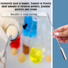 Load image into Gallery viewer, Stainless Steel Double Ended Micro Lab Spatula Sampler, Semi Circle Scoop Spoon & Tapered Arrow End, 7" Length