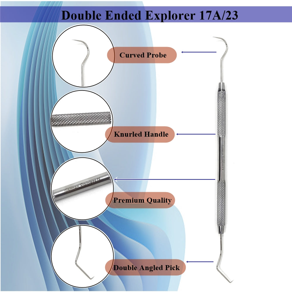 Dental Explorer 2 Double End Thin Durable Tips Light Hollow Handle Dentist  Tools