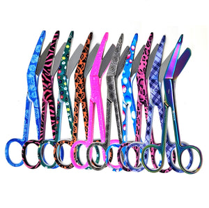 10 Pc Set Bandage Lister Scissors 5.5" Assorted Patterns Stainless Steel - FIG 7