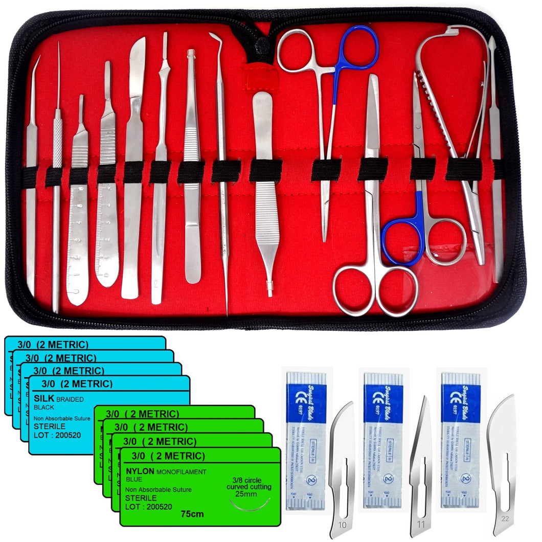 54 Pcs Minor Surgery Training Instruments Surgical Kit with Sutures for Medical and Veterinary Students