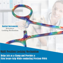 Load image into Gallery viewer, Pet Ear Hair Pulling Serrated Ratchet Forceps, Stainless Steel Grooming Tool, Tie & Die 5.5" CRV