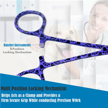 Load image into Gallery viewer, Dog Cat Ear Cleaning Forceps 5.5" STR Pet Hair Pulling Clamp Tweezers Grooming, PURPLE Paws