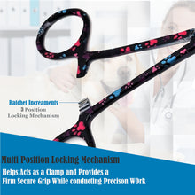 Load image into Gallery viewer, Dog Cat Ear Cleaning Forceps 5.5" CRV Pet Hair Pulling Clamp Tweezers Grooming, BLACK Multi Paws