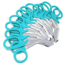 Load image into Gallery viewer, 12/Pack Teal Handle Trauma Shears 7.25" Stainless Steel Scissors for Paramedics, EMT, Nurses, Firefighters + More